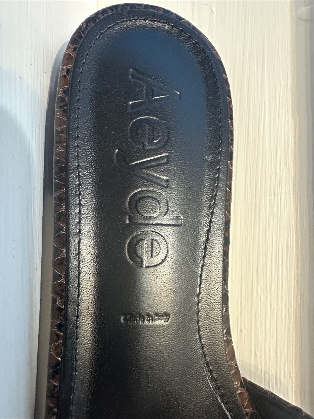 Aeyde Brown Snake-Embossed Leather Slide Mules - Picture 5 of 9